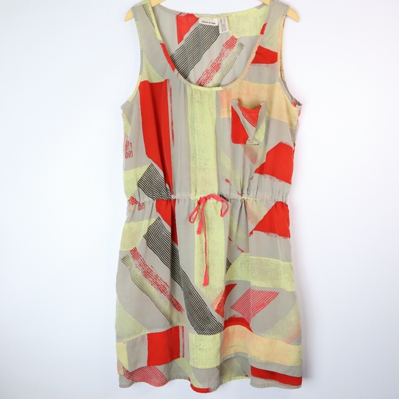 Dkny Dresses & Skirts - DKNY Color Block Abstract Drawstring Dress XL